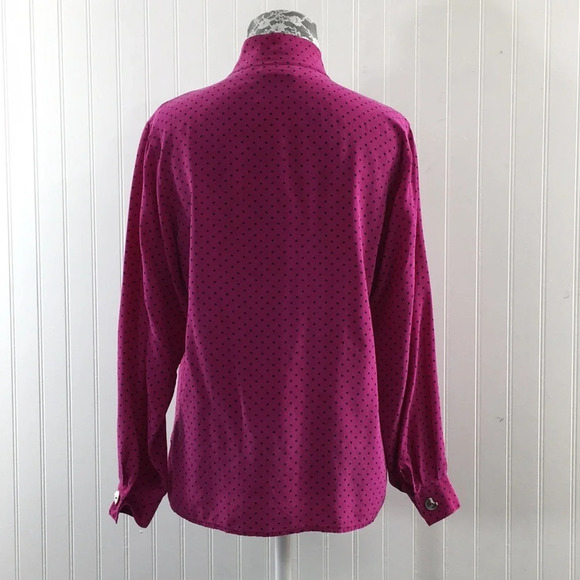 Ann Taylor Vintage Pink Polka‎ Dot Button Silk Top - Picture 3 of 9
